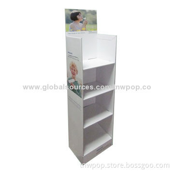 POP Cardboard floor display stand, eco-friendly/strong & stable, customized sizes and designs